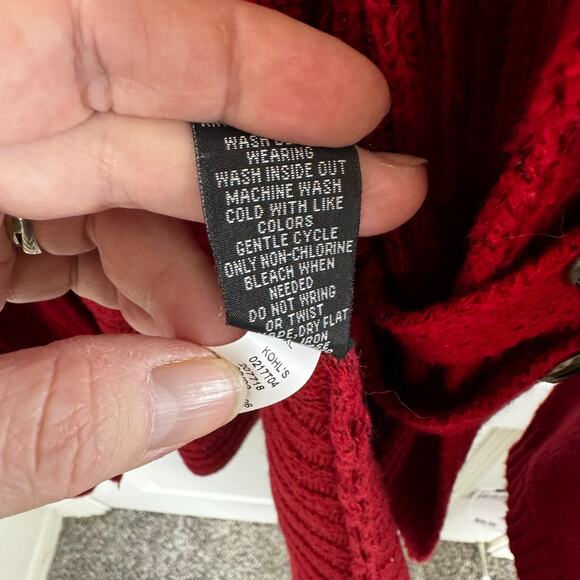 NWT AB Studio Red Open Front Cardigan Mid Length Shawl Color Women’s XL Sparkly - Picture 7 of 9